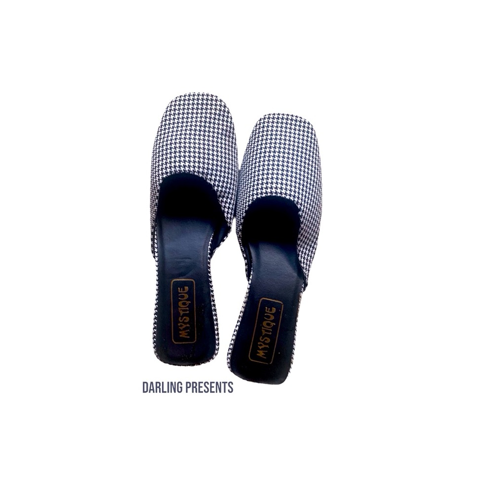 Mystique Houndstooth Mules Women Color Black & White 7